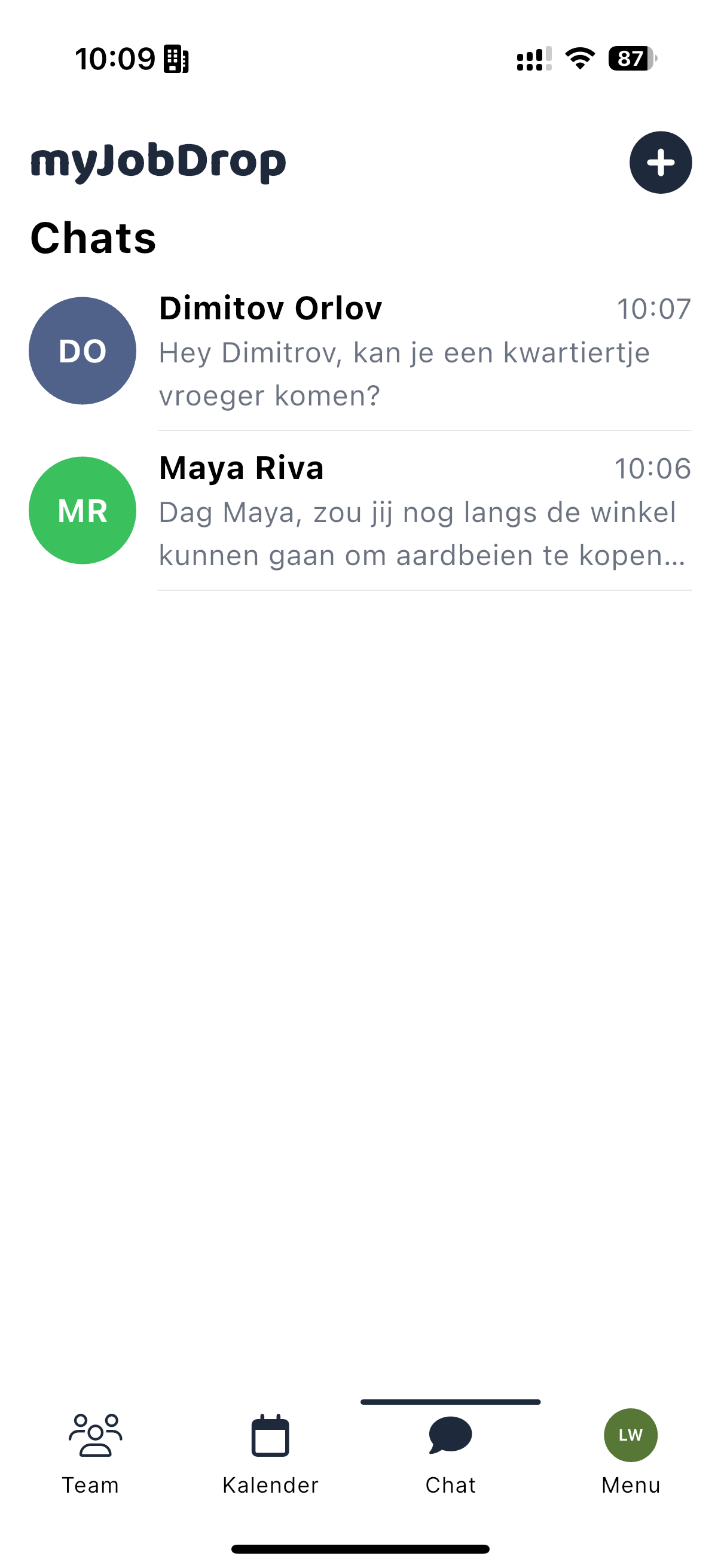 In-app messaging interface